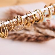 RVS creool 14mm "bolletjes" - goud - EA504