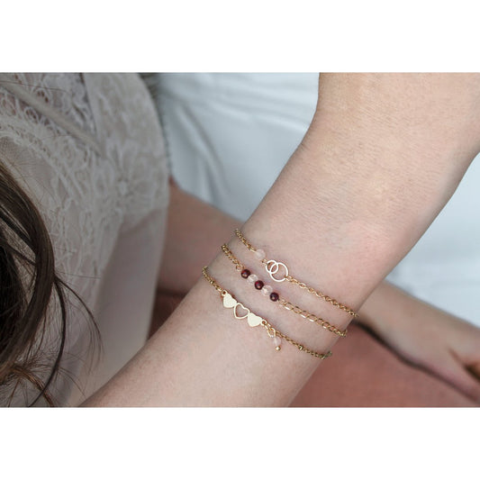 Armband Hartjes & Rozenkwarts - Goud
