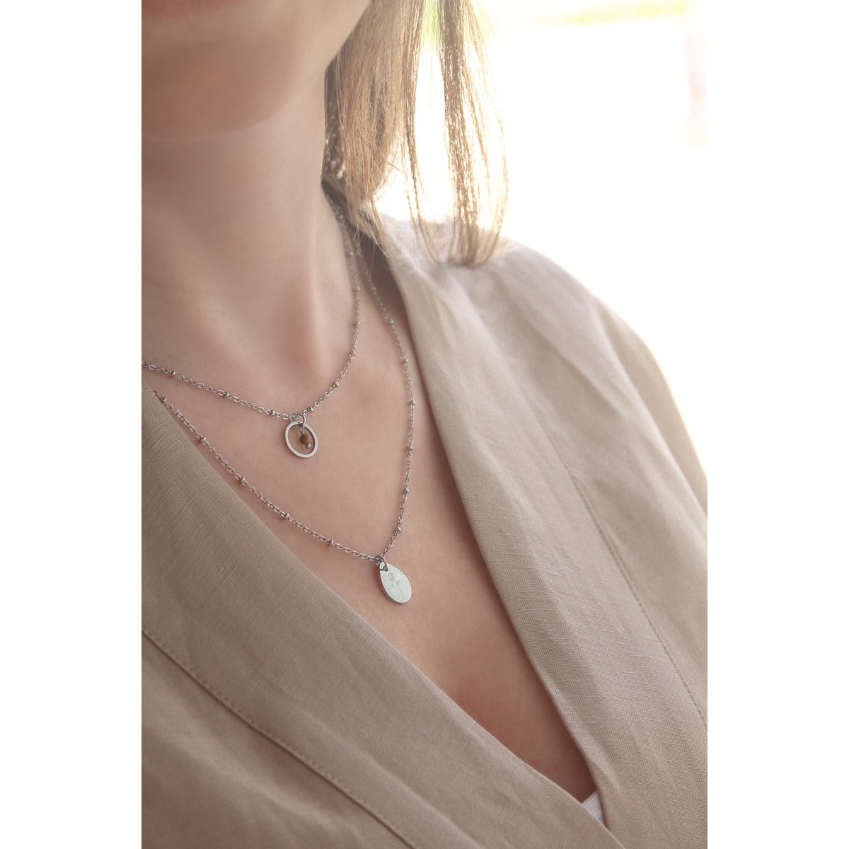 Ketting Tijgeroog Ring - Zilver