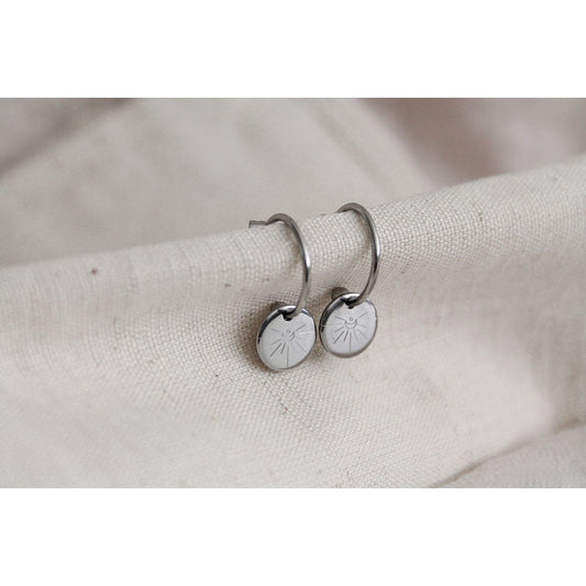 Oorringen Crescent Moon Gravure - Zilver