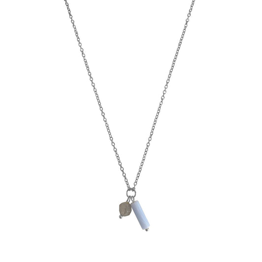 Aquamarijn & Agaat Ketting - Zilver