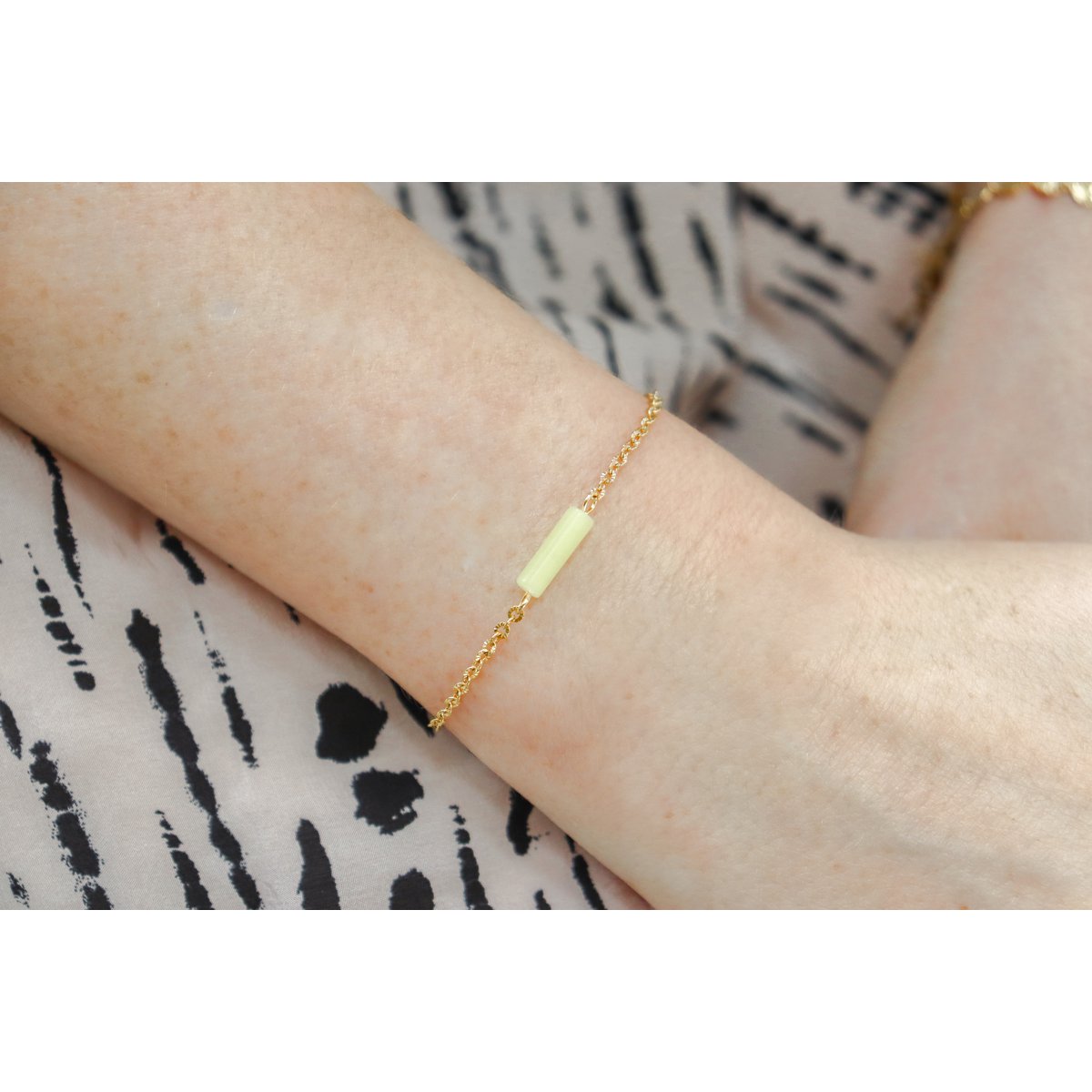 Lemon Jade, Maansteen & Bloem Armband - Goud