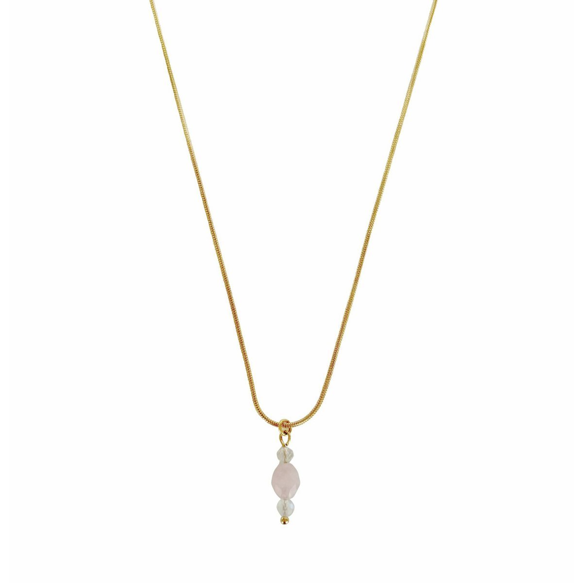 Maansteen & Rozenkwarts Collier - Goud