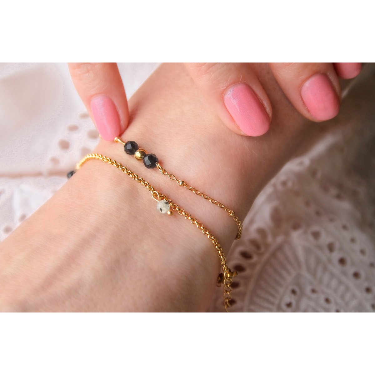 Armband Goud Obsidiaan - Goud