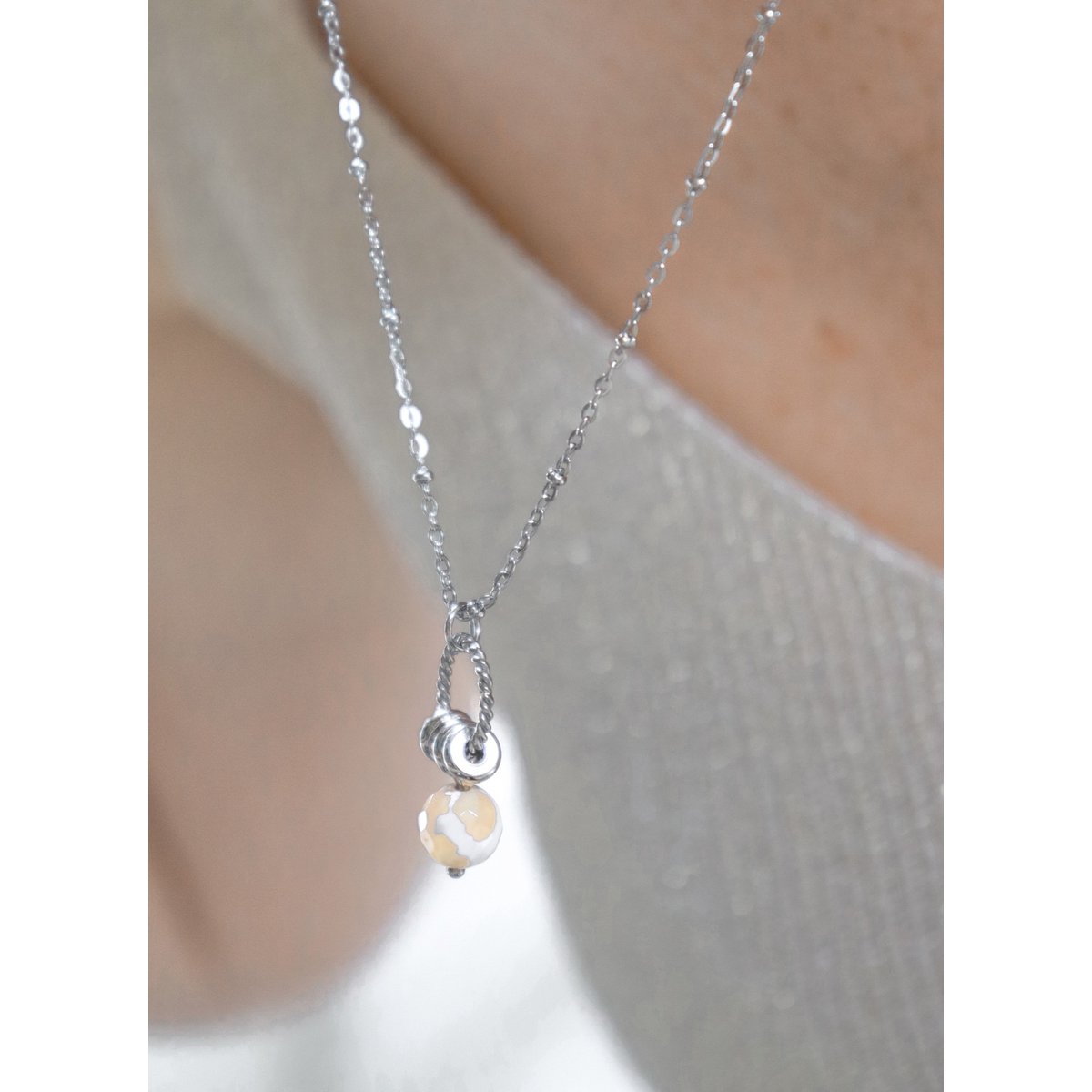 Dzi Agaat Ketting - Zilver