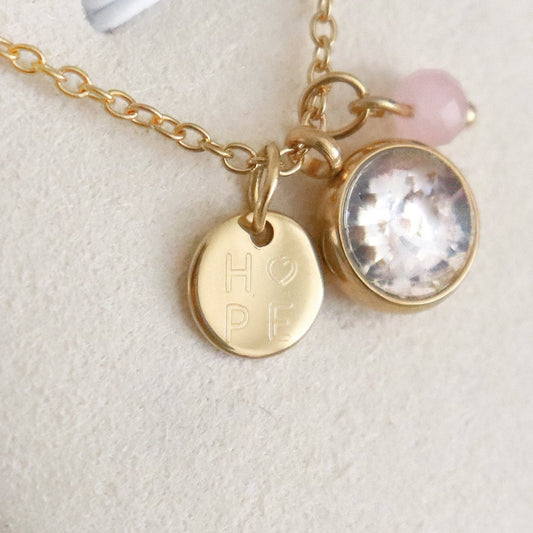 Hoop & Rozenkwarts Ketting - Goud