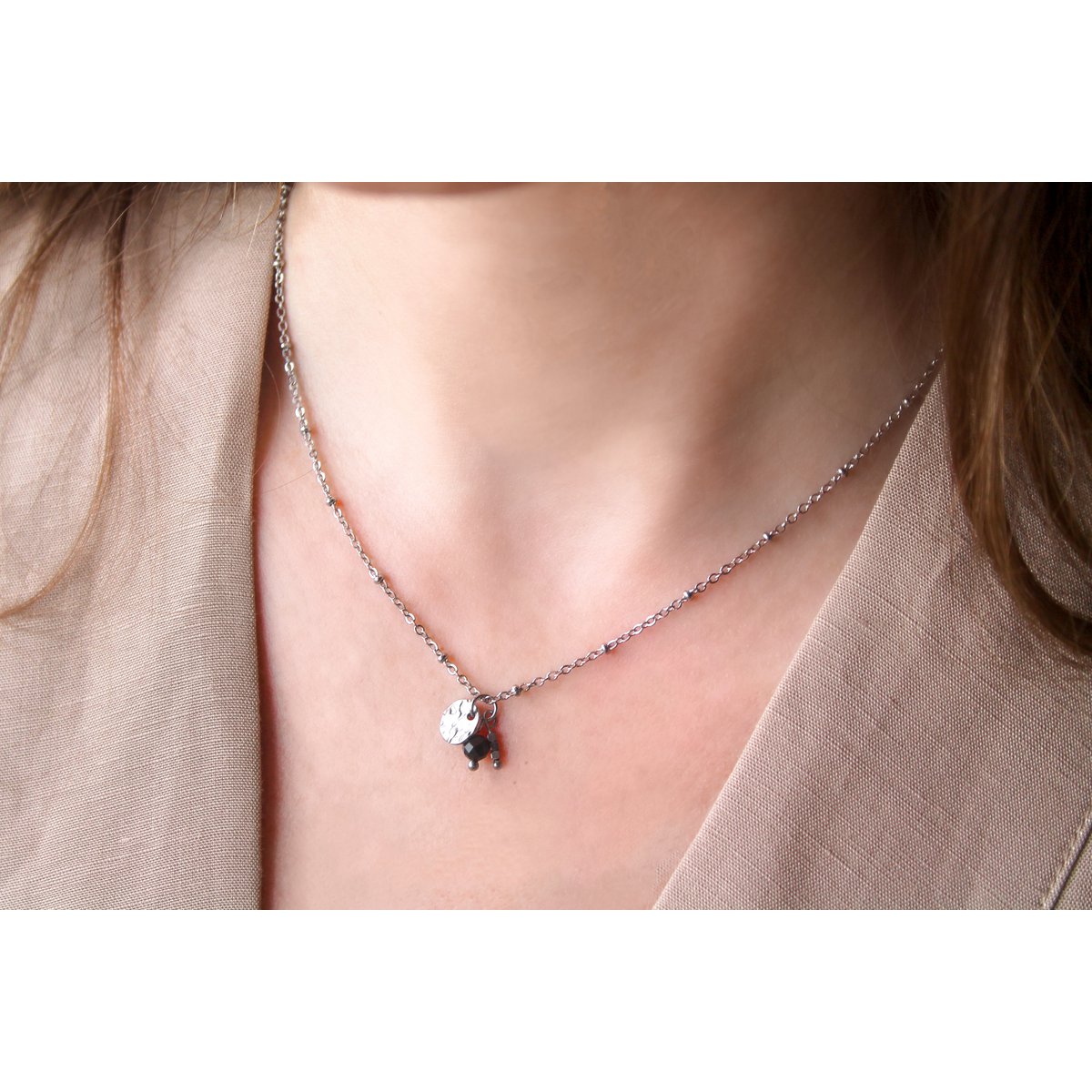 Ketting Goud Obsidiaan & Hematiet - Zilver