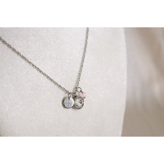 Hoop & Rozenkwarts Ketting - Zilver