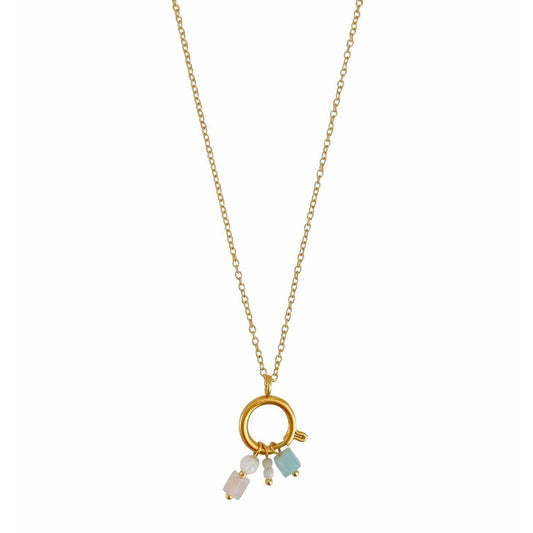 Slot Ketting 14 mm & Edelsteen Hangertjes - Goud