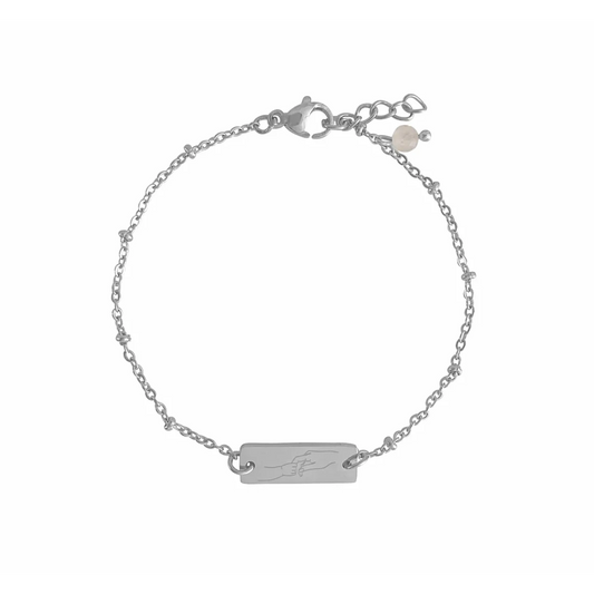 Armband Mama en Kind & Rozenkwarts - Zilver