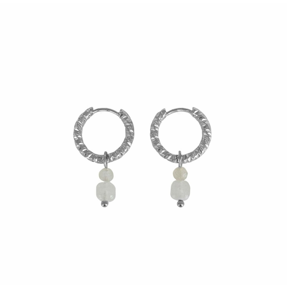 Chalcedoon & Maansteen Oorringen - Zilver