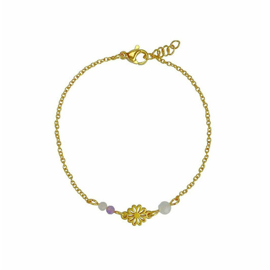 Armbandje Edelsteentjes & Bloemetje - Goud