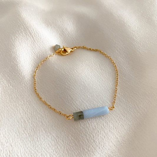 Aquamarijn & Labradoriet Armband - Goud