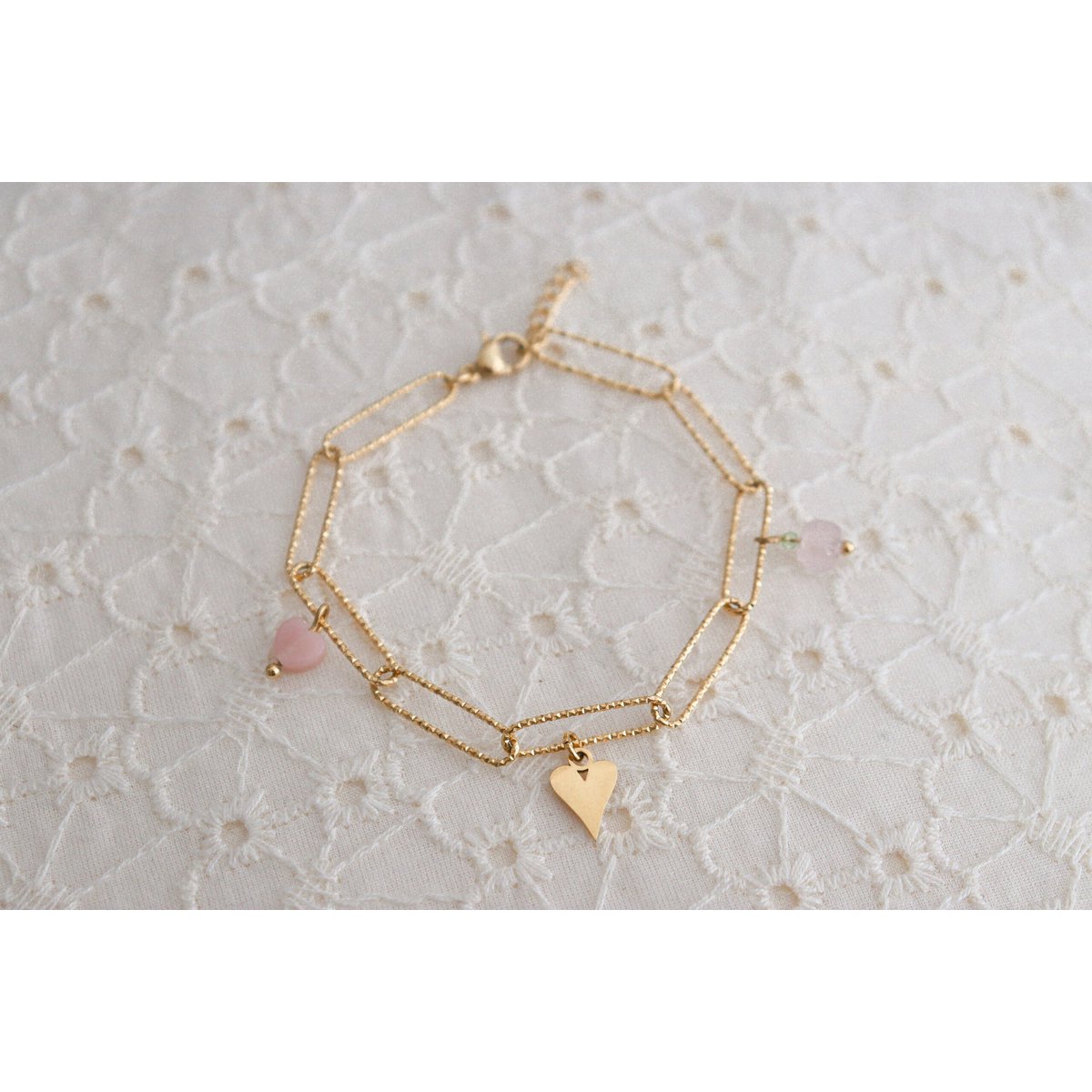 Hartjes Schakel Armband - Goud