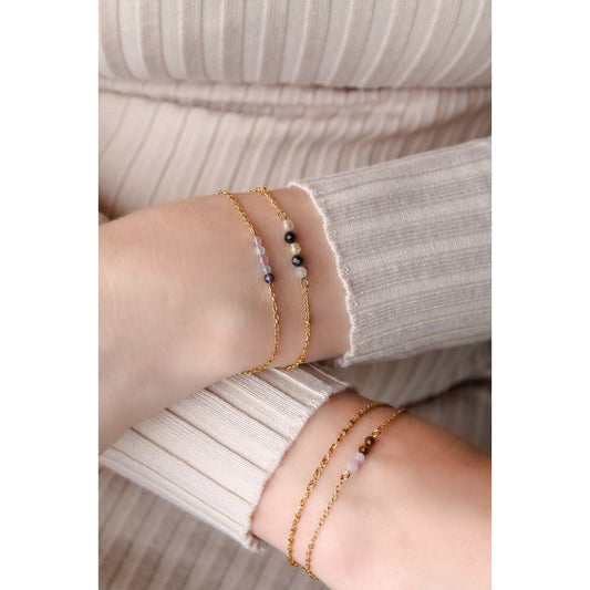 Armband Tijgeroog & Kunziet - Goud