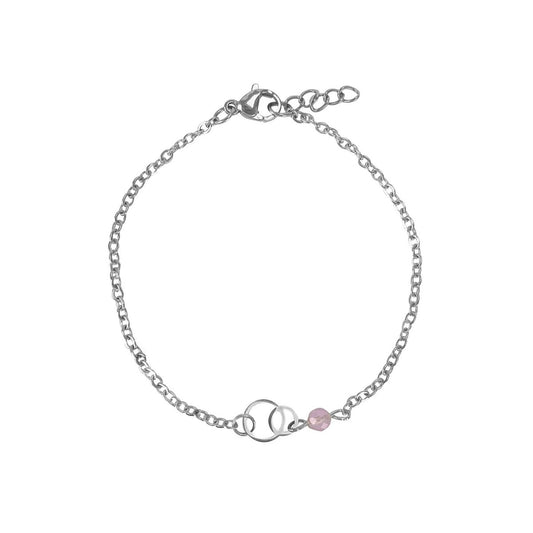 Armband Rings & Rozenkwarts - Zilver