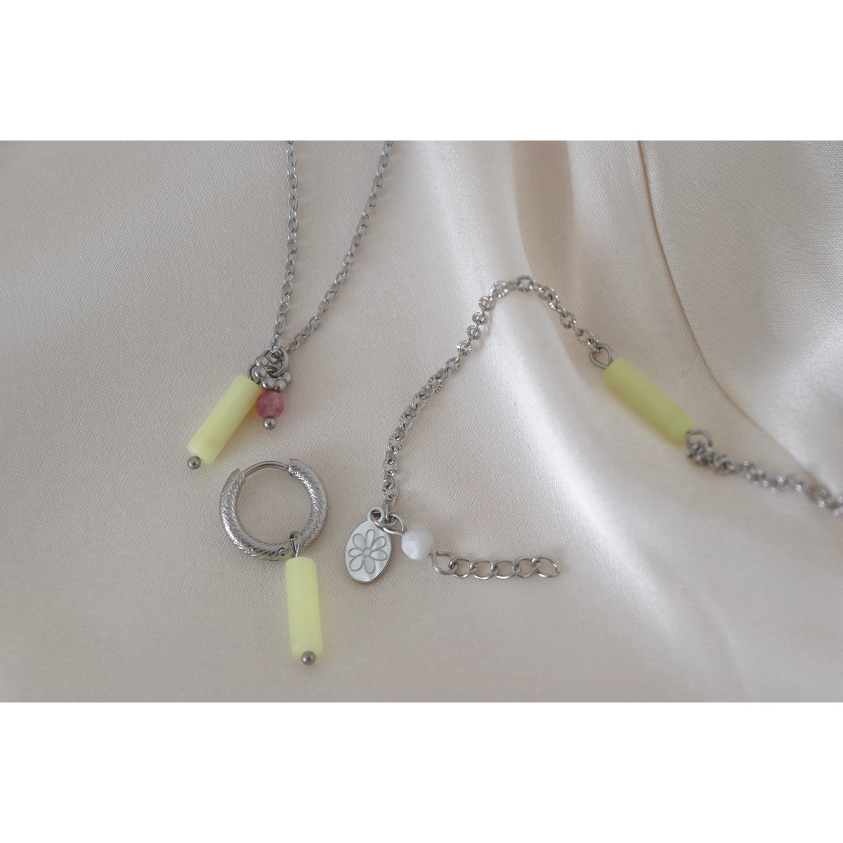 Lemon Jade & Toermalijn Ketting - Zilver