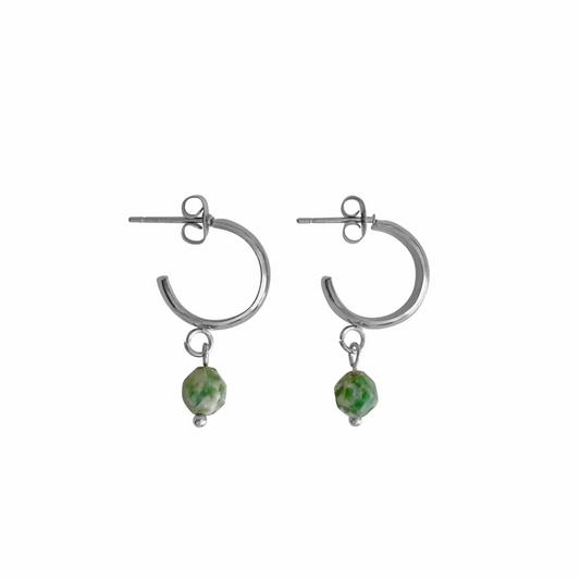 Green Spot Jaspis Oorringen - Zilver