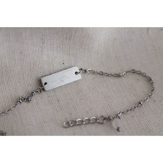 Armband Mama en Kind & Rozenkwarts - Zilver