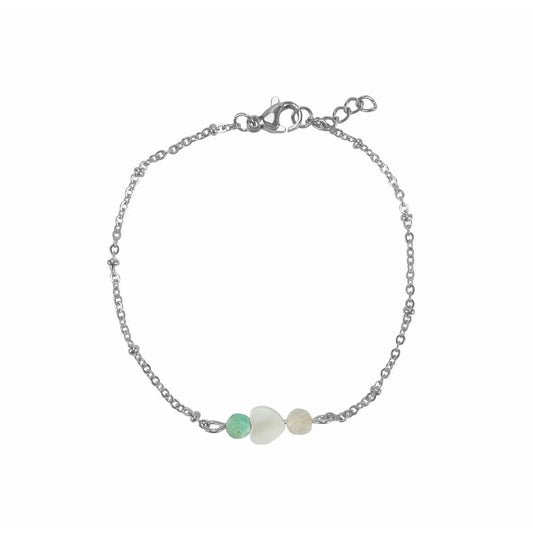 Armband Turkoois, Schelp Hart & Maansteen - Zilver