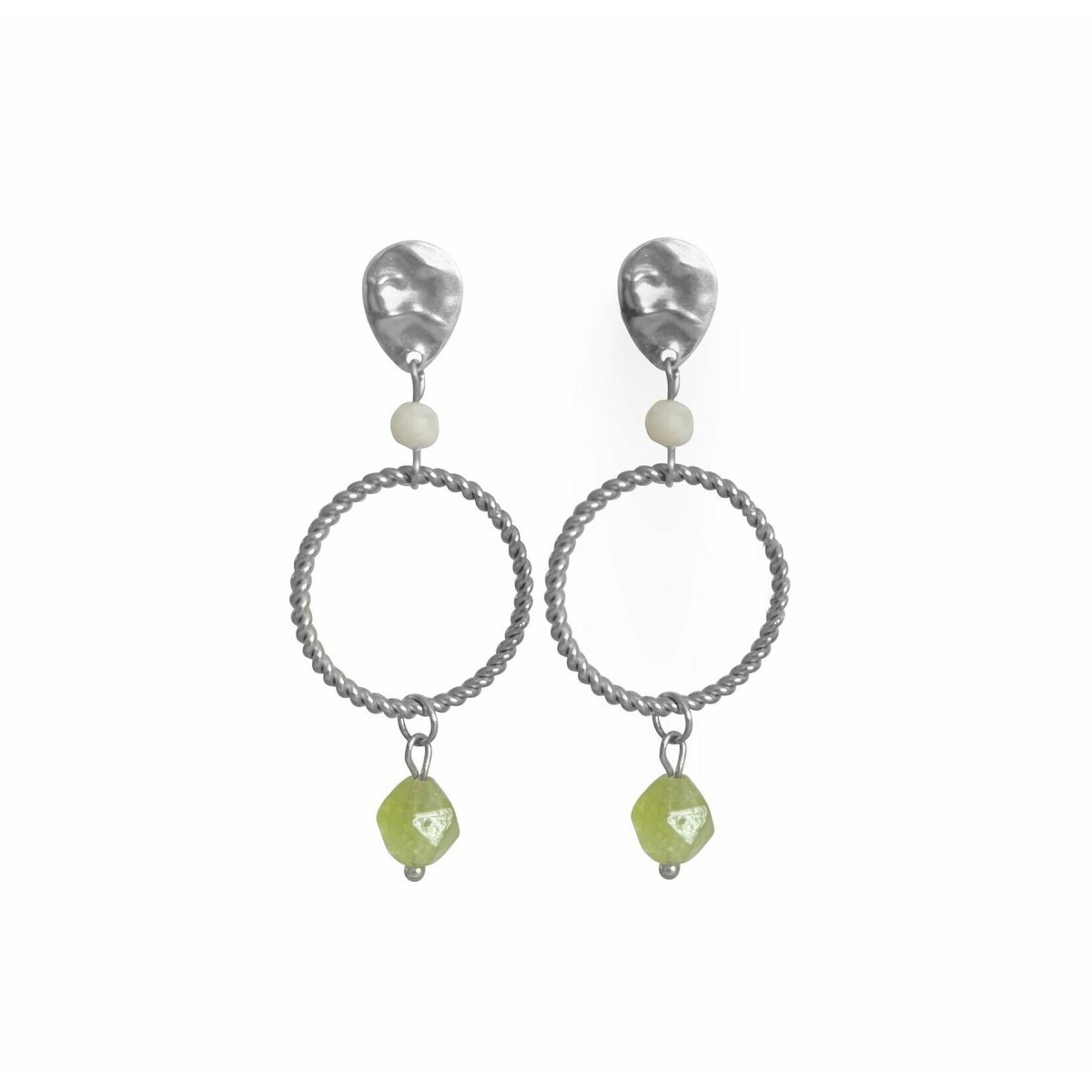 Statement Oorbellen Peridot & Maansteen - Zilver