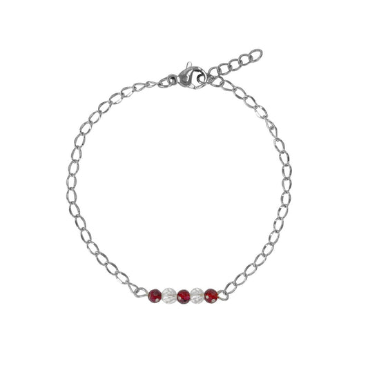 Armband Bergkristal & Granaat - Zilver