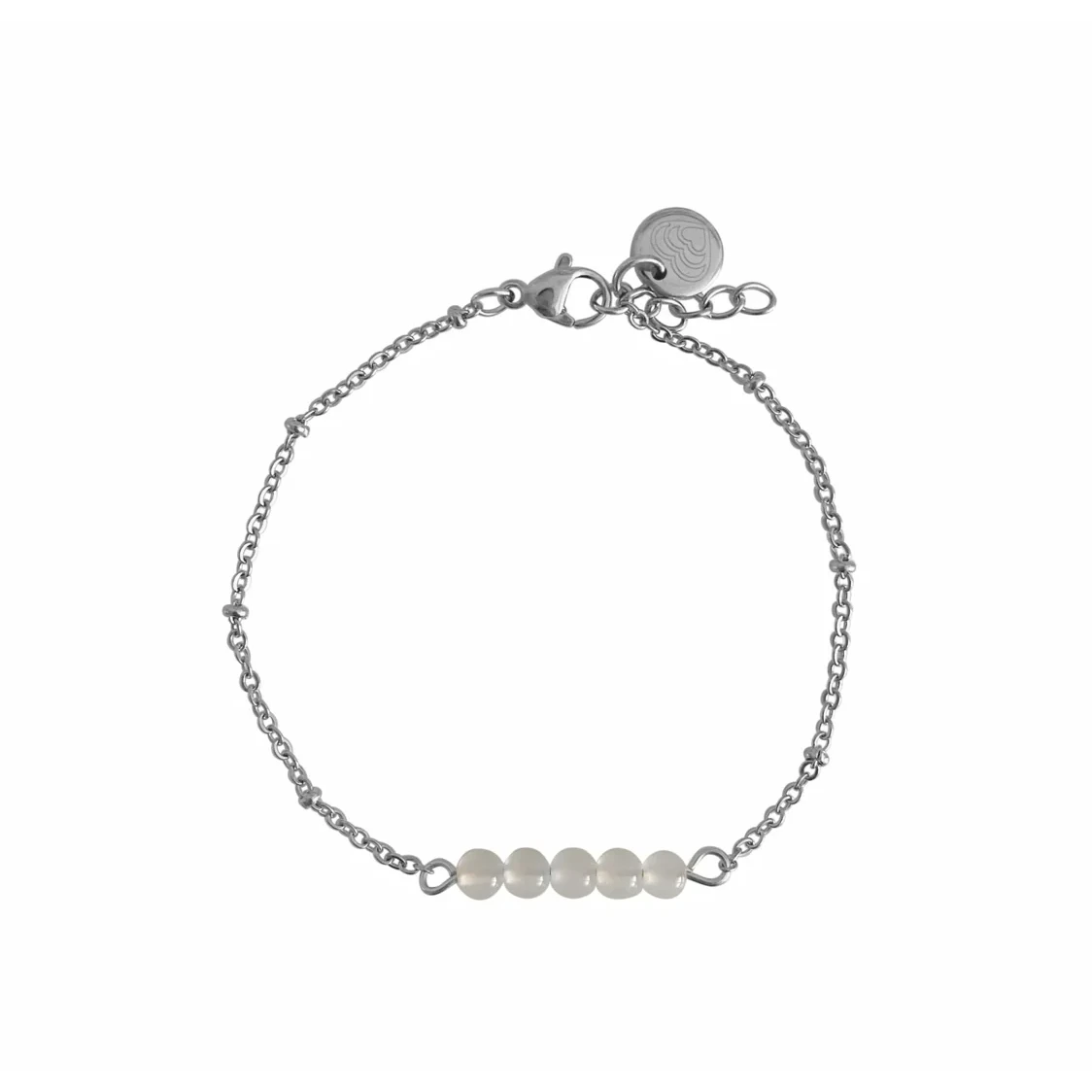 Melk Agaat Armbandje - Zilver