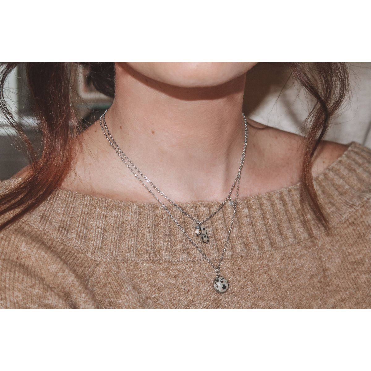 Ketting Dalmatier Jaspis Steen - Zilver