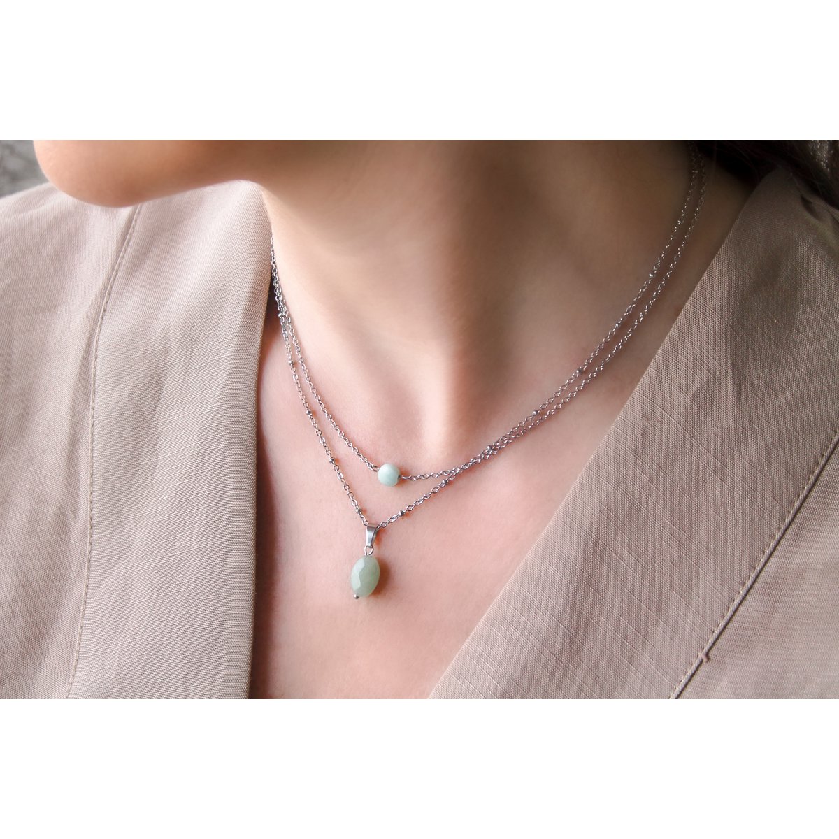 Ketting Aventurijn Facet - Zilver