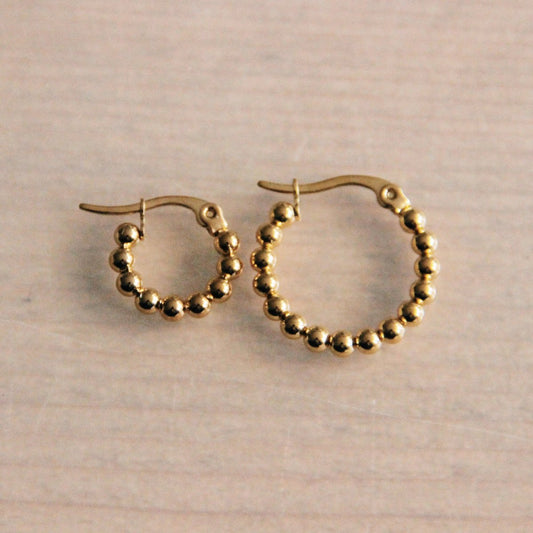 RVS creool 14mm "bolletjes" - zilver - EA505