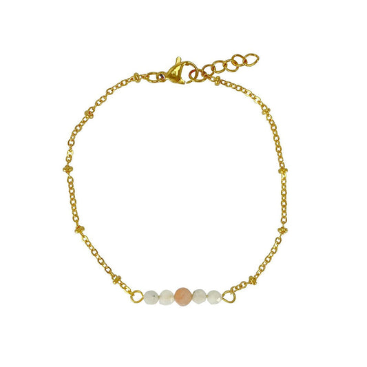 Armbandje Maansteen & Zonnesteen - Goud
