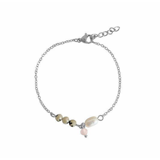 Jaspis, Parel & Rozenkwarts Armband - Zilver