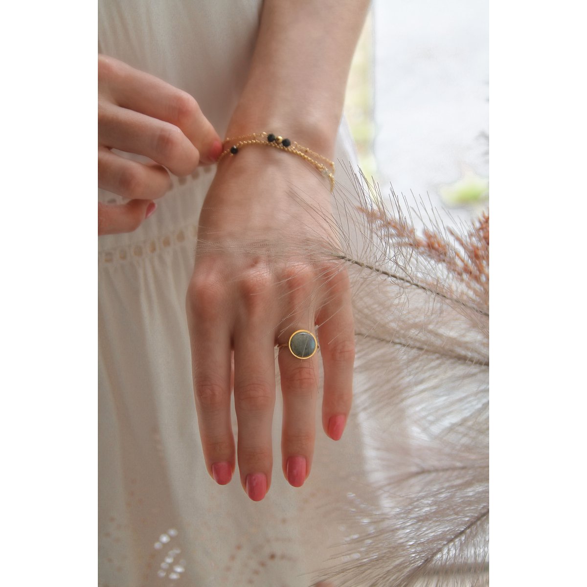 Armband Goud Obsidiaan - Goud