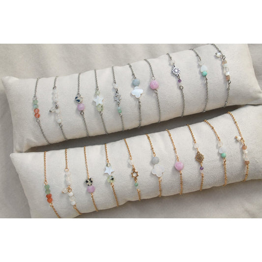 Armbandje Edelsteentjes & Sterretje - Zilver