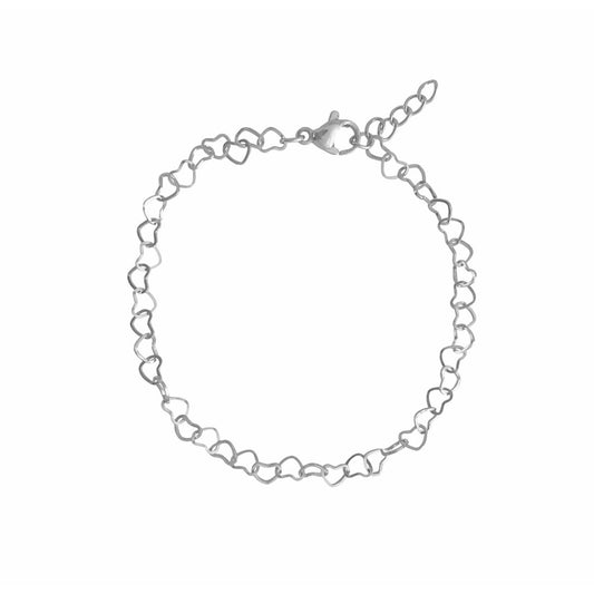 Armband Hartjes Schakel - Zilver