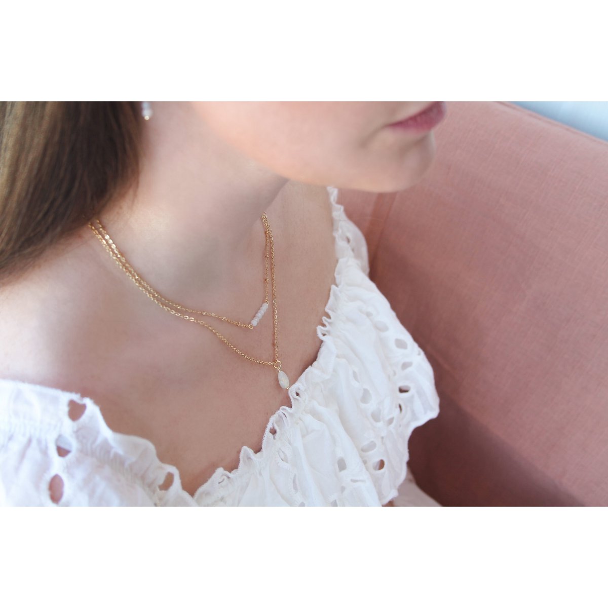 Ketting Maansteentjes Facet - Goud