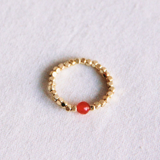 Elastische ring met natuursteen - oranje