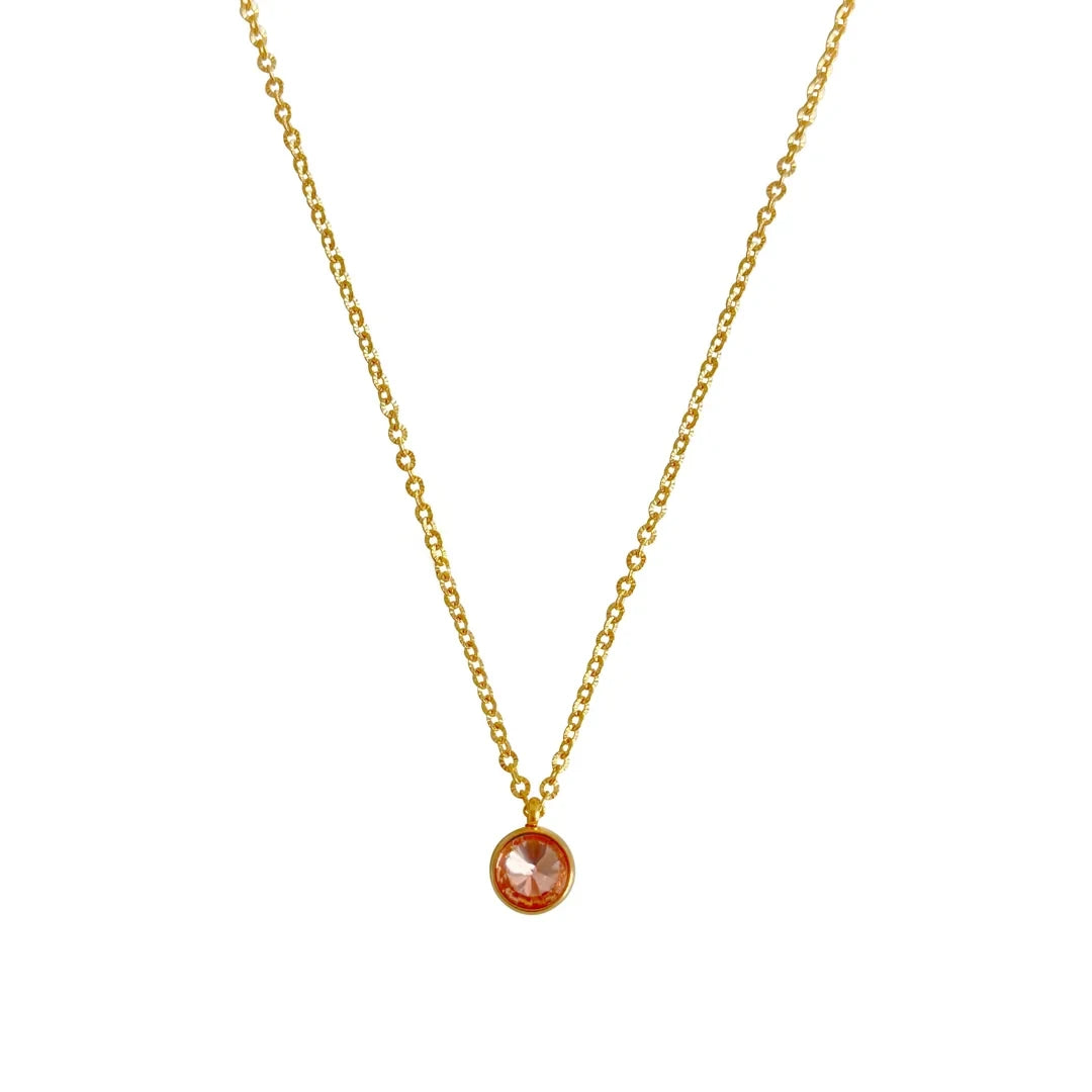 Roze Diamant Ketting - Goud