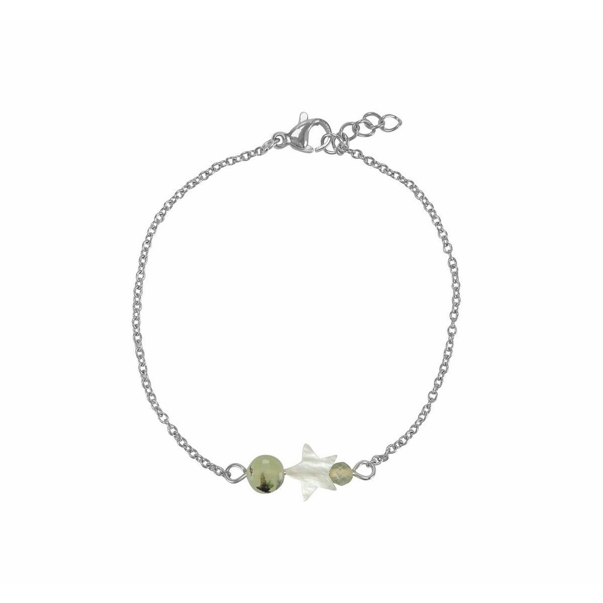 Armbandje Schelp Ster & Prehniet - Zilver