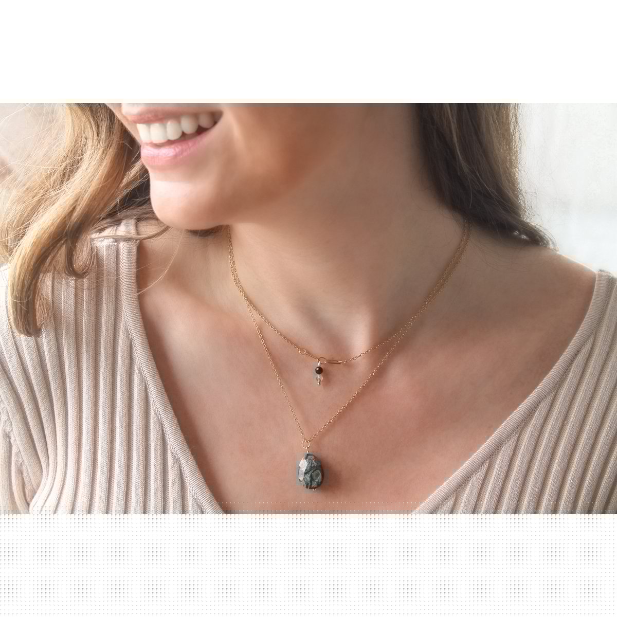 Ketting Prehniet & Obsidiaan - Goud