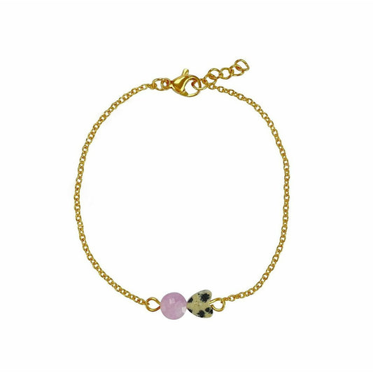 Armbandje Jaspis Hartje & Chalcedoon - Goud