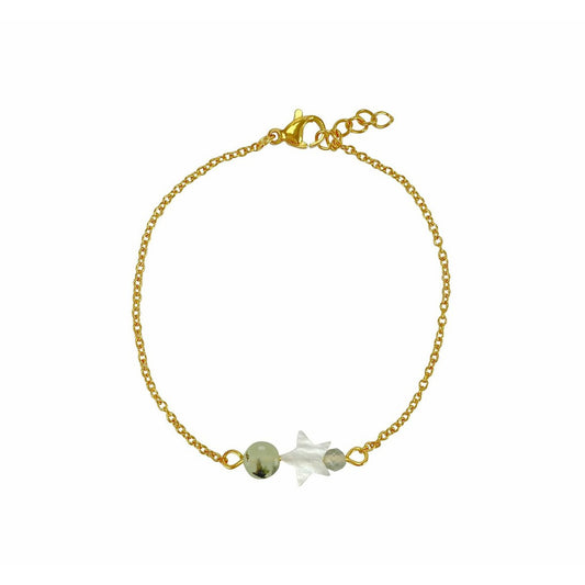 Armbandje Schelp Ster & Prehniet - Goud