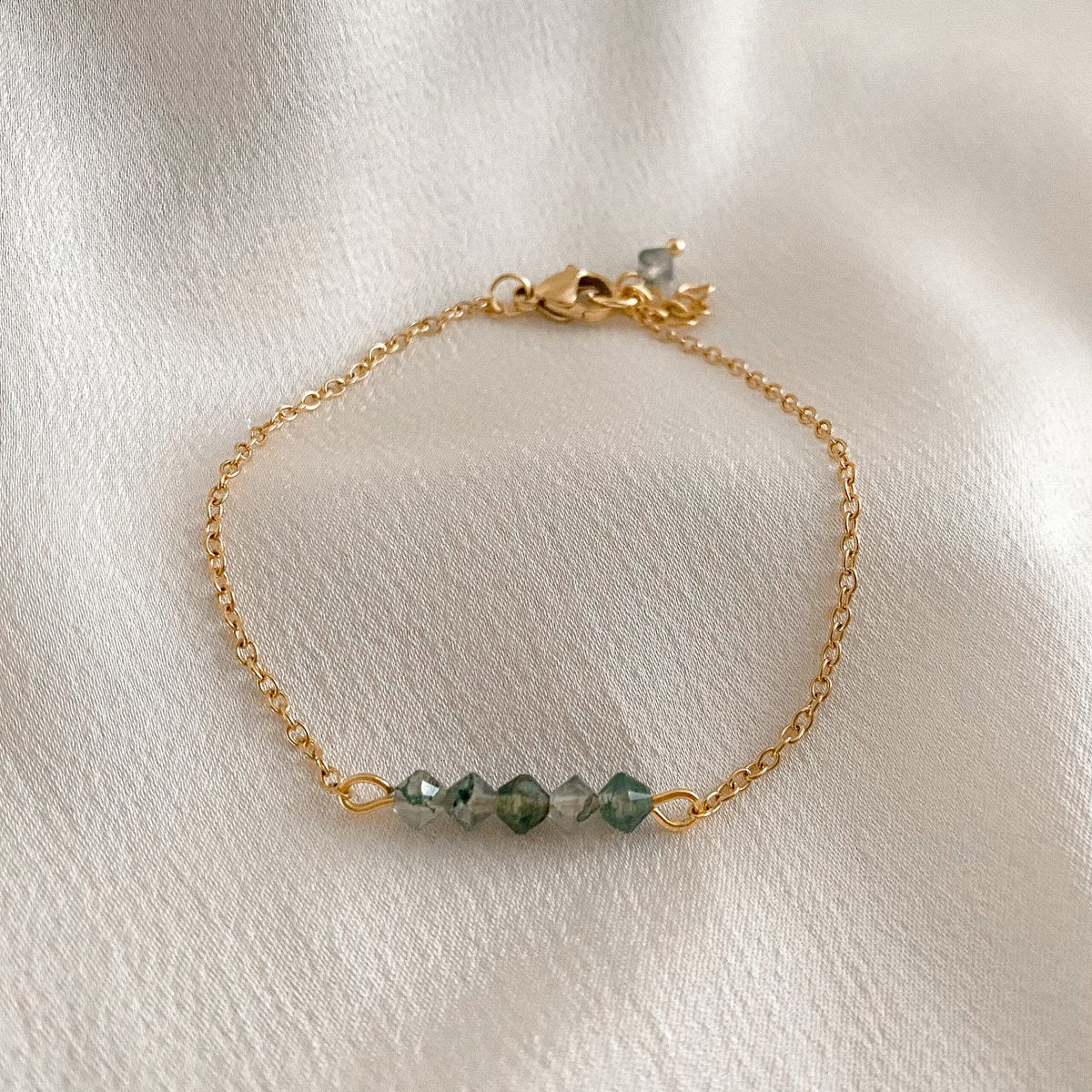 Mos Agaat Armbandje - Goud