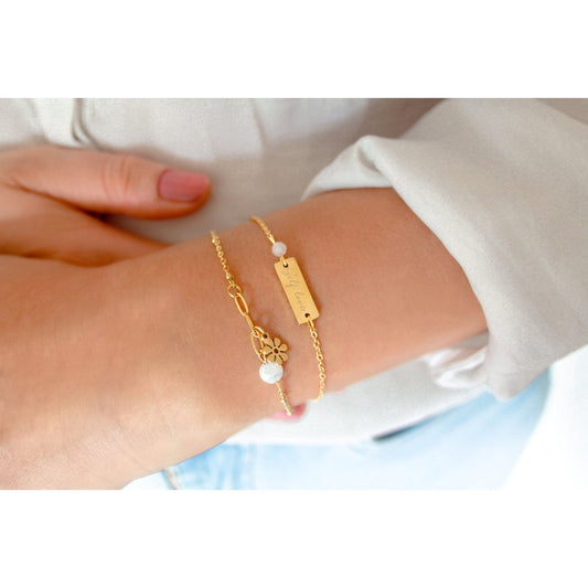 Armbandje Howliet & Bloem Bedeltje - Goud