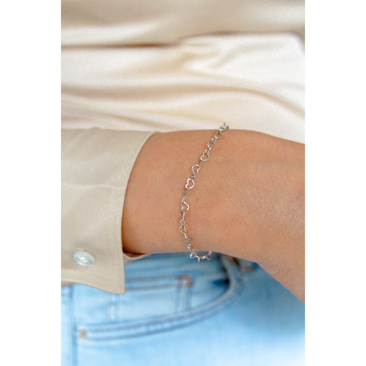 Armband Hartjes Schakel - Zilver
