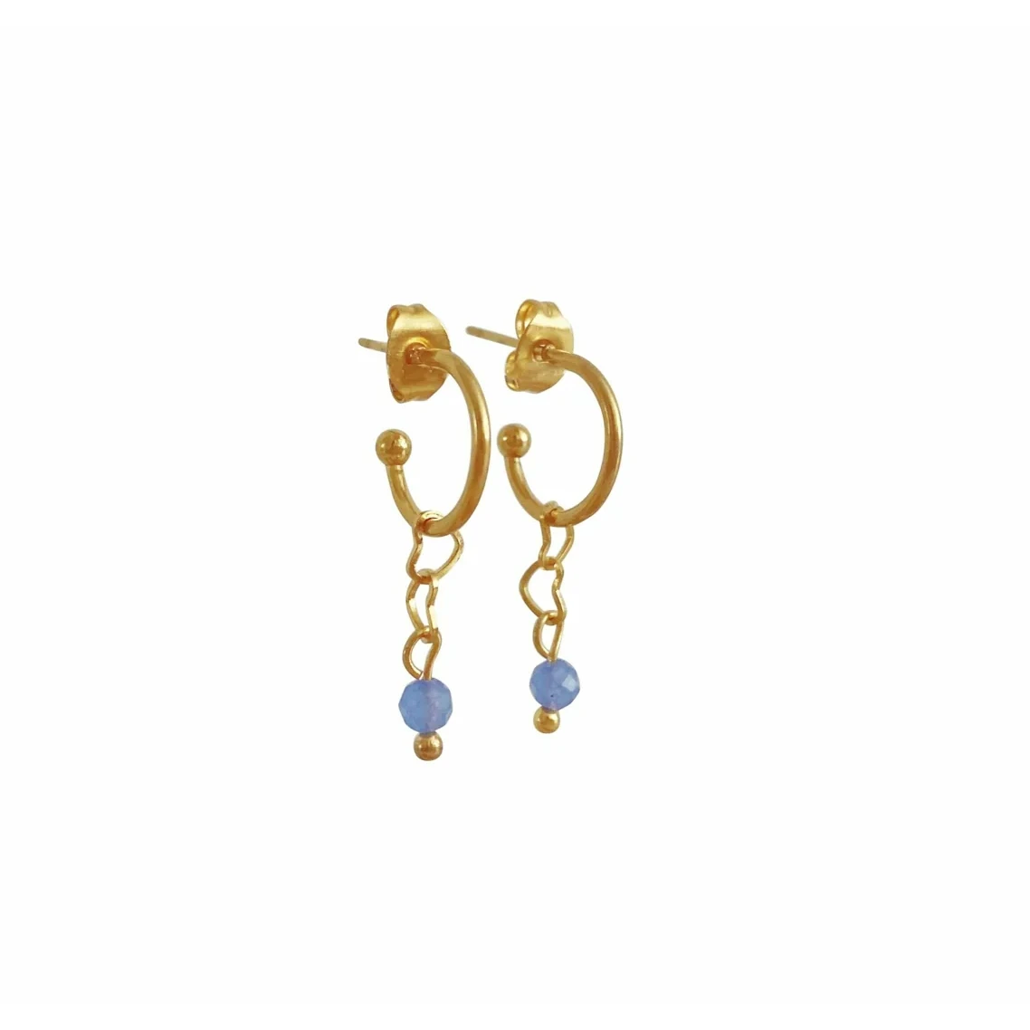 Oorringetjes Hartjes & Blauwe Aventurijn - Goud