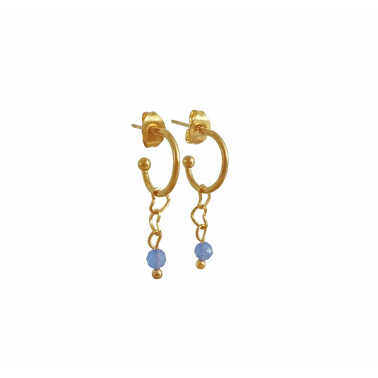 Oorringetjes Hartjes & Blauwe Aventurijn - Goud