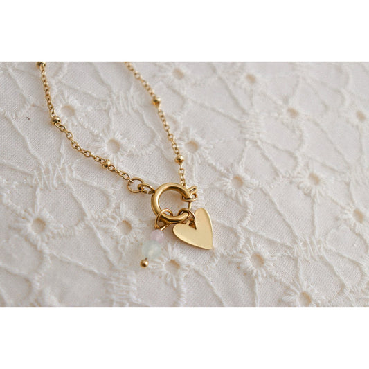Hartje & Edelsteentjes Slot Ketting - Goud