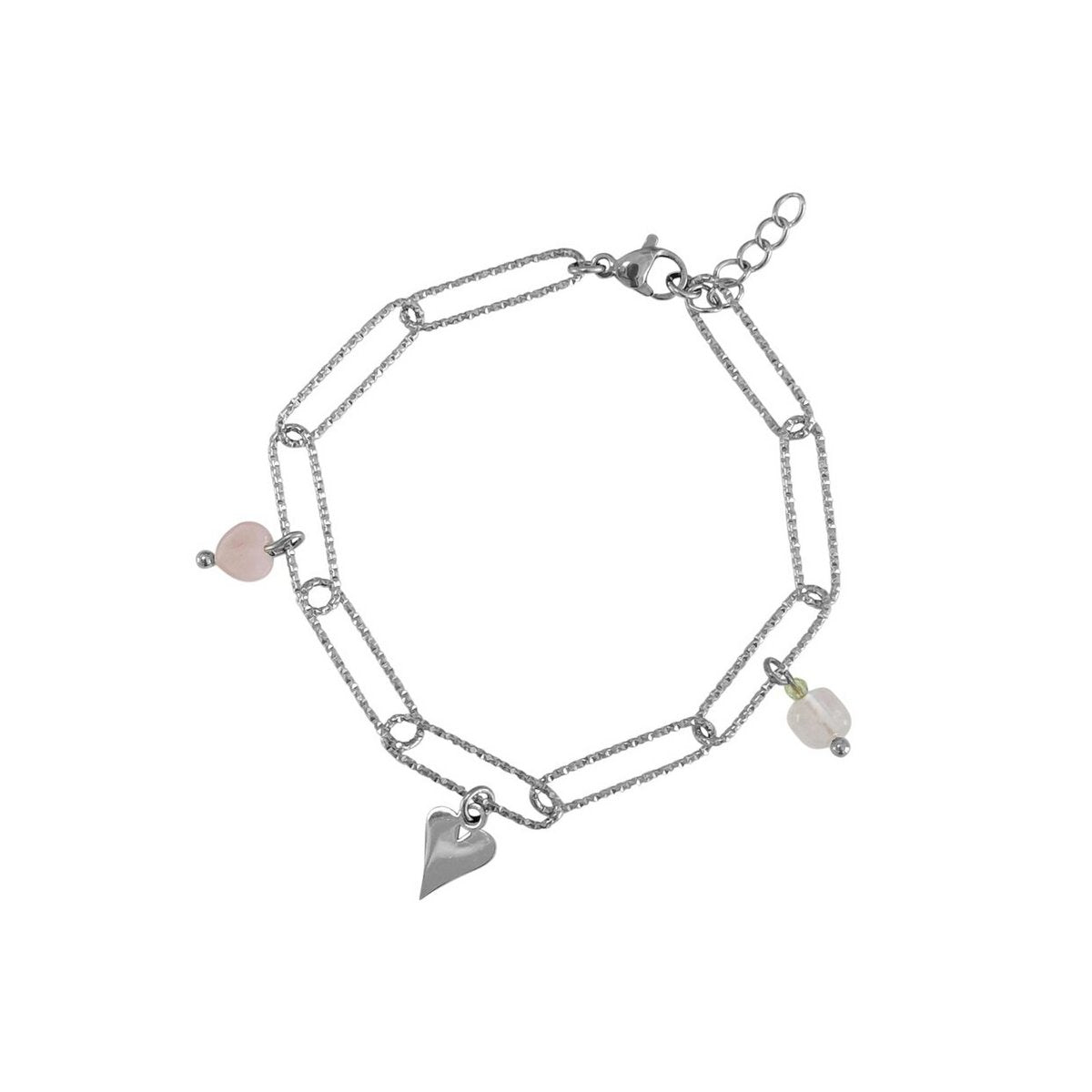Hartjes Schakel Armband - Zilver