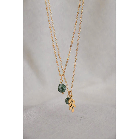 Green Spot Jaspis Ketting - Goud